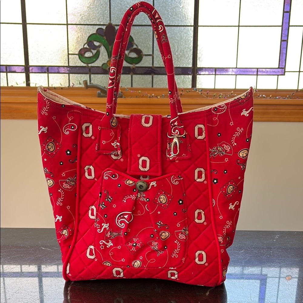 Red Quilted Tote Bag Ohio State Buckeyes